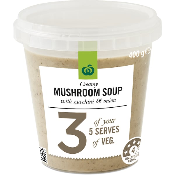 Woolworths Creamy Mushroom Soup With Zucchini & Onion 400g