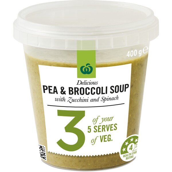 Woolworths Delicious Pea & Broccoli Soup With Zucchini & Spinach 400g