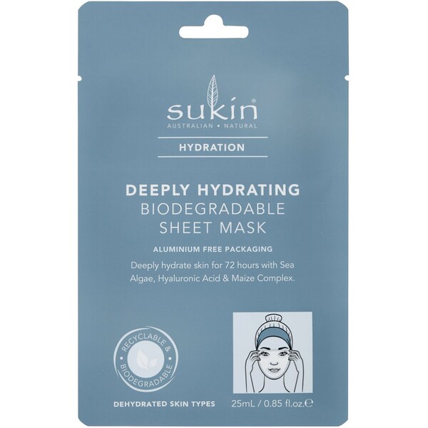 Sukin Deeply Hydrating Biodegradable Sheet Mask Each