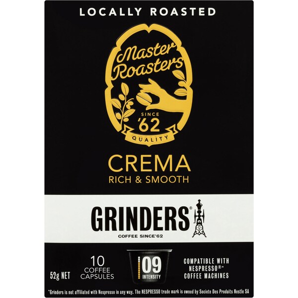 Grinders Coffee Capsules Crema 10 Pack