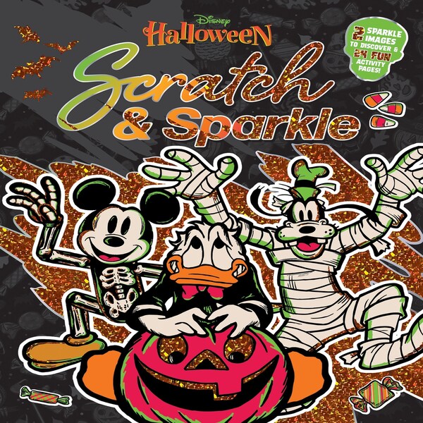 Halloween Disney Scratch & Sparkle Book Mickey Goofy & Donald Duck each