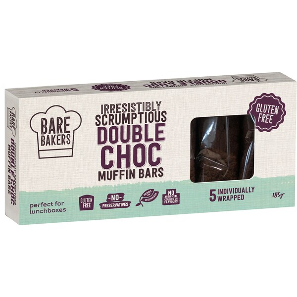 Bare Bakers Double Choc Muffin Bar 185g