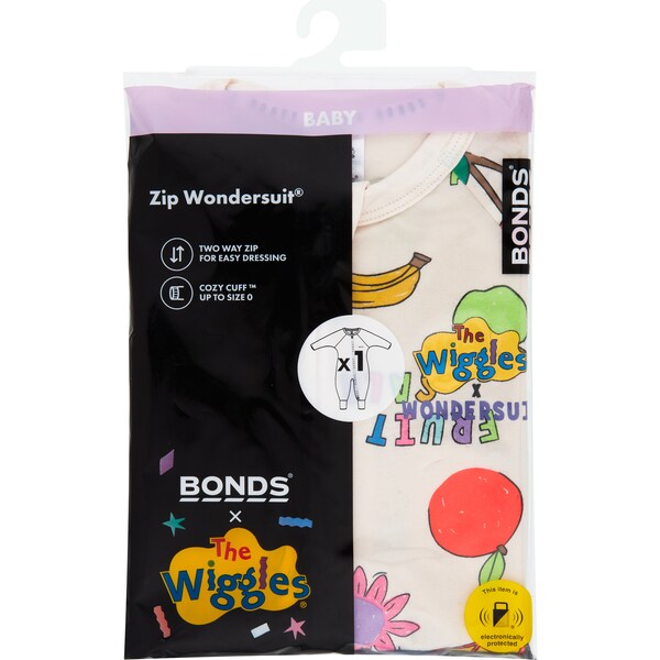 Bonds Zippy Wondersuit Wiggles Fruit Salad Size 00 each
