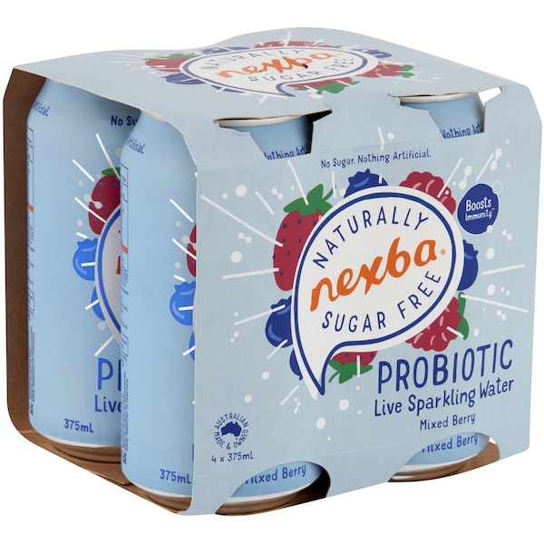 Nexba Live Sparkling Water Mixed Berry 4x375ml