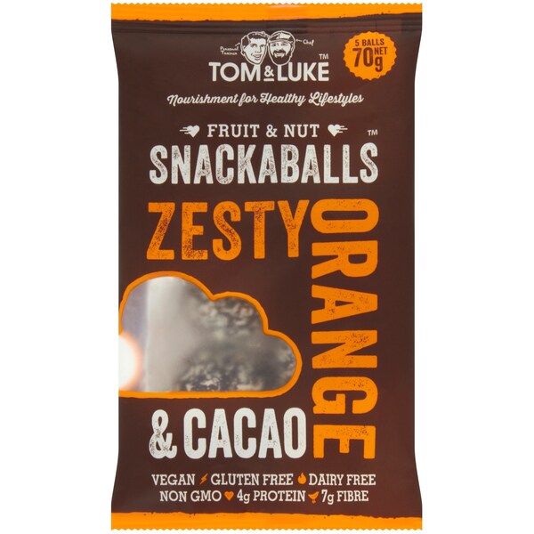 Tom & Luke Zesty Orange & Cacao Snackballs 70g