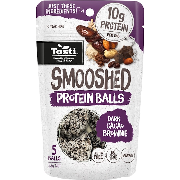 Tasti Smooshed Wholefood Balls Protein Dark Cacao Brownie 58g