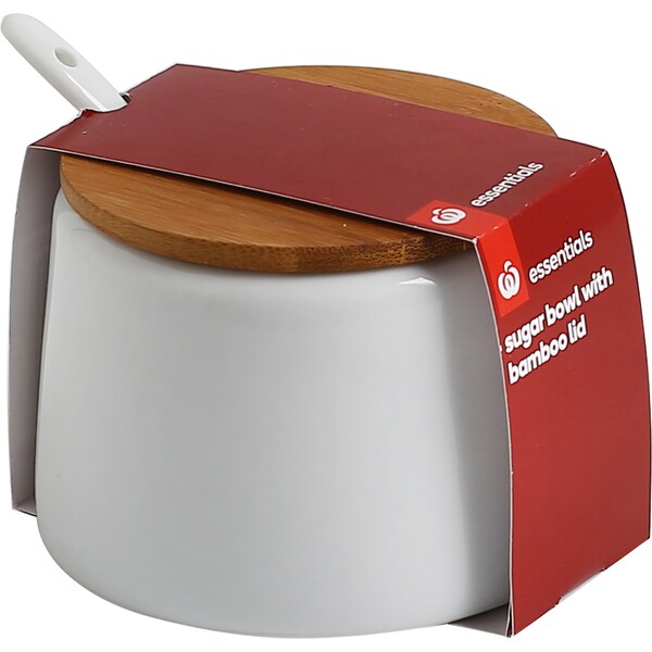Essentials Essentials Sugar Pot With Bamboo & Spoon Each