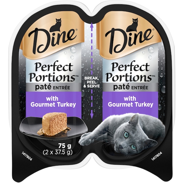 Dine Perfect Portions Pate With Turkey Wet Cat Food Trays 2x37.5g