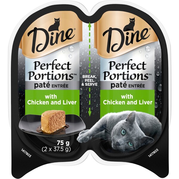 Dine Perfect Portions Pate Chicken Liver Wet Cat Food Trays 2x37.5g