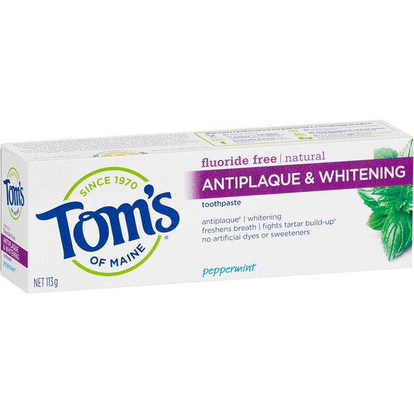 Tom's of Maine Natural Antiplaque & Whitening Fluoride Free Toothpaste 113g