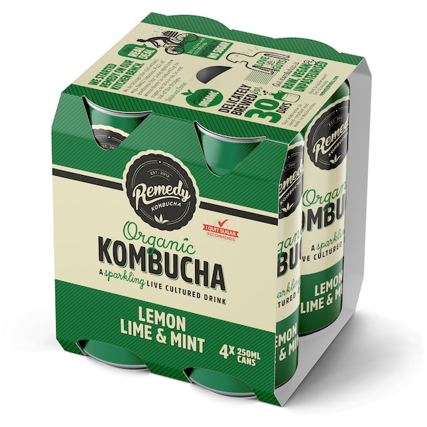 Remedy Lemon Lime Mint Kombucha 4 Pack