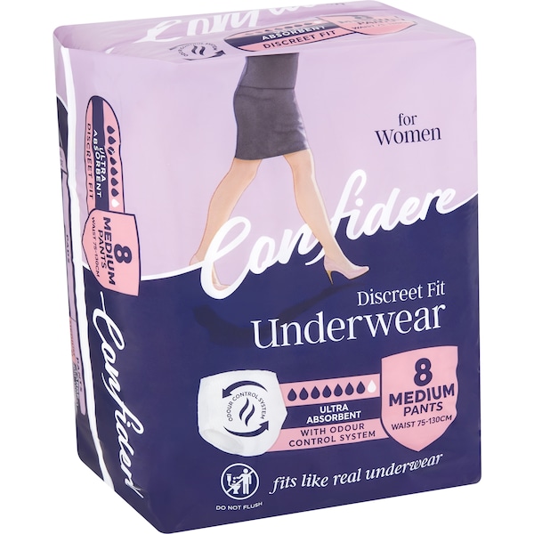 Confidere Incontinence Underwear Pants Womens Medium 8 pack
