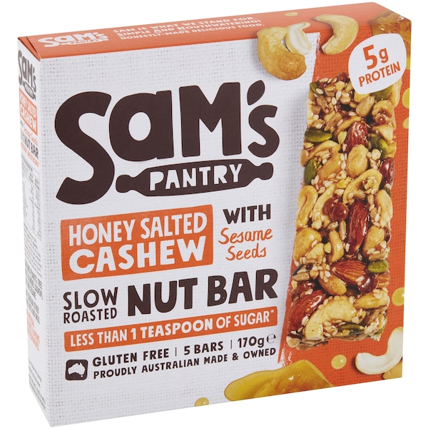 Sam's Pantry Honey Salted Cashew Nut Bar 5 pack