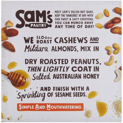 Sams Pantry Honey Salted Cashew Nut Bar 5pk 170g bunch