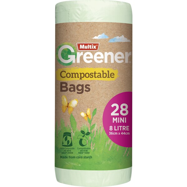 Multix Greener Mini Plant Based Compostable Bags 28 Pack