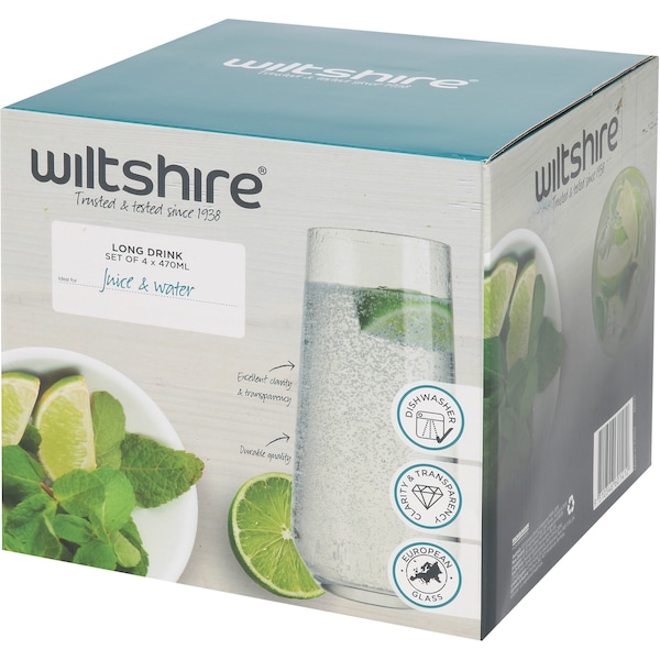 Wiltshire Long Drink Glass 470ml 4 Pack