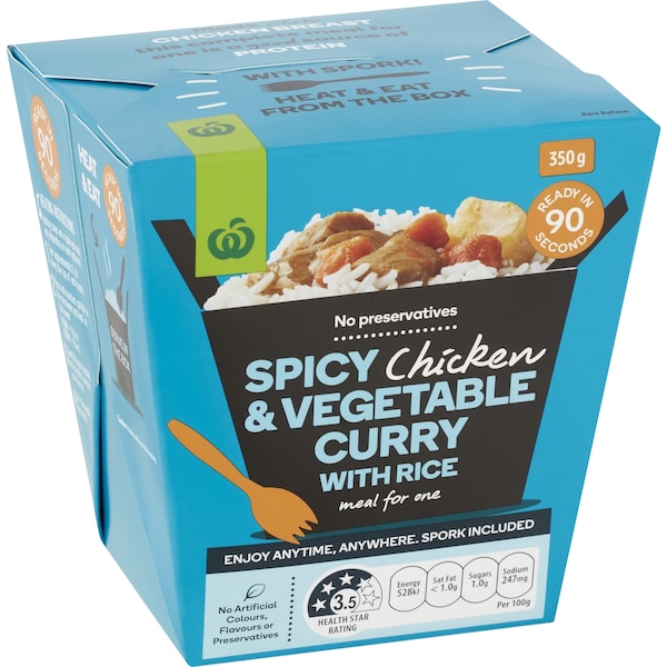 Woolworths Spicy Chicken & Vegetable Curry With Rice 350g