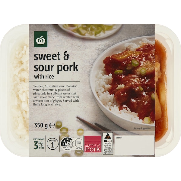 Woolworths Sweet & Sour Pork Chilled Meal 350g