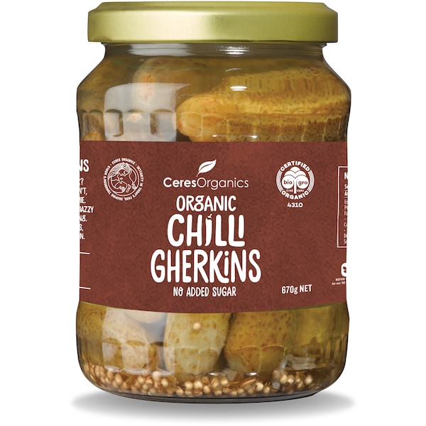 Ceres Organics Chilli Gherkins 670g