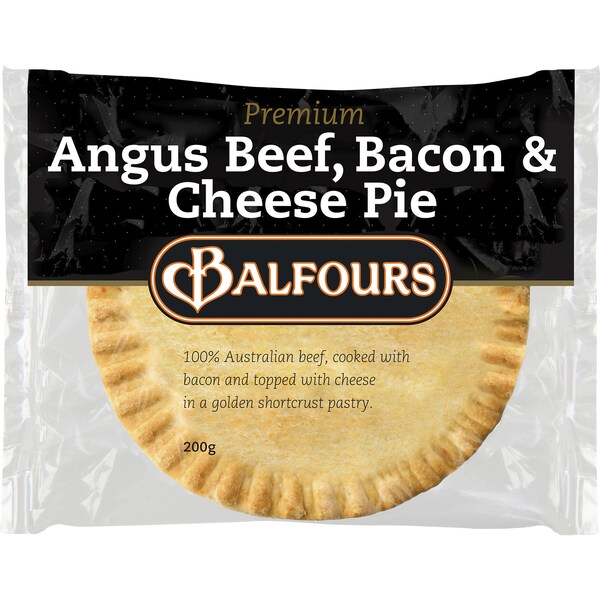 Balfours Premium Angus Beef Bacon & Cheese Pie 200g