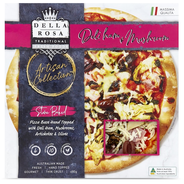 Della Rosa Deli Ham & Mushroom Pizza 480g