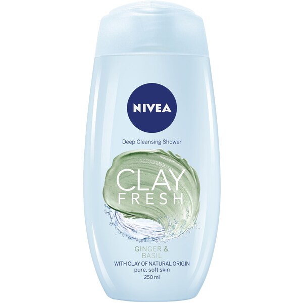 Nivea Clay Fresh Ginger & Basil Shower Gel & Body Wash 250mL