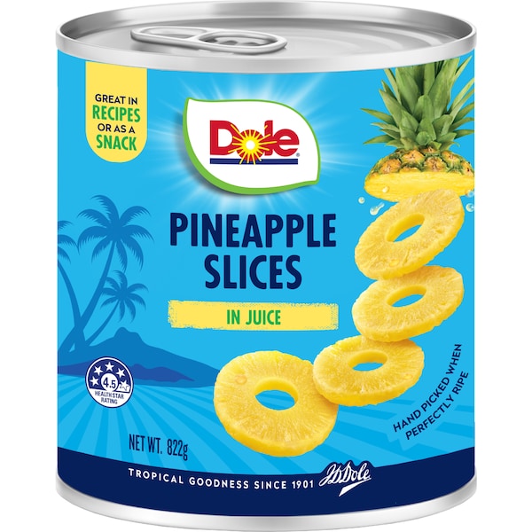 Dole Pineapple Slices In Juice 822g