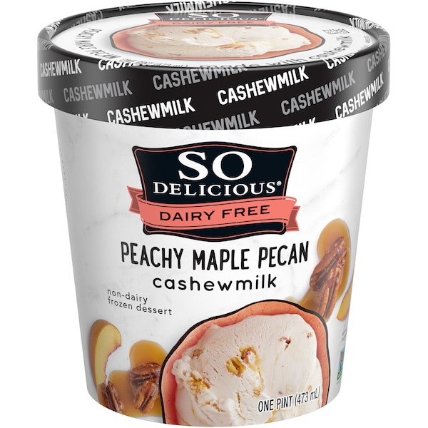 So Delicious Dairy Free Cashew Peach Pecan Tub 473mL