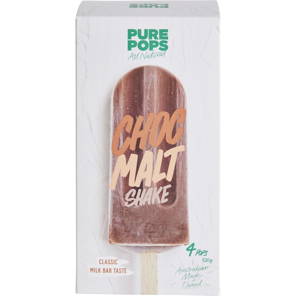 Pure Pops Choc Malt Shake 4 Pack