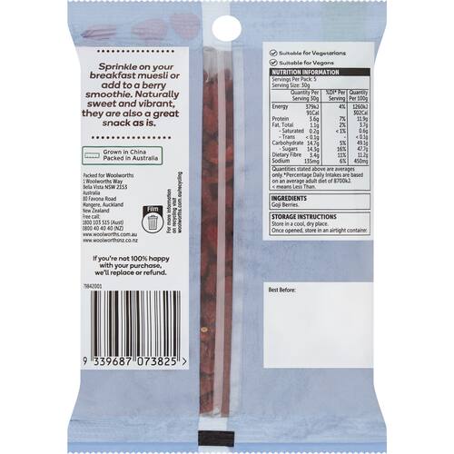 Woolworths Dried Goji Berries 150g bunch