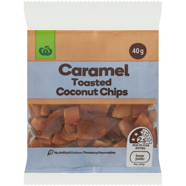 Woolworths Caramel Toasted Coconut Chips 40g