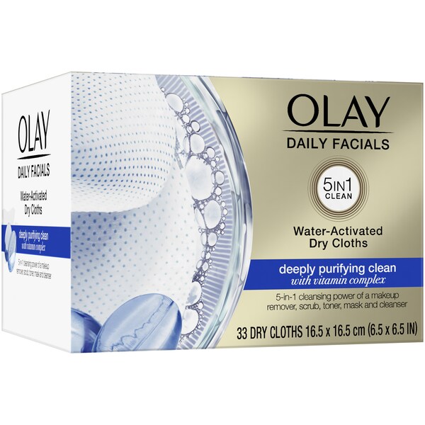 Olay Daily Facial Wipes Purifying Water-Activated Dry Cloths 33 Cloths