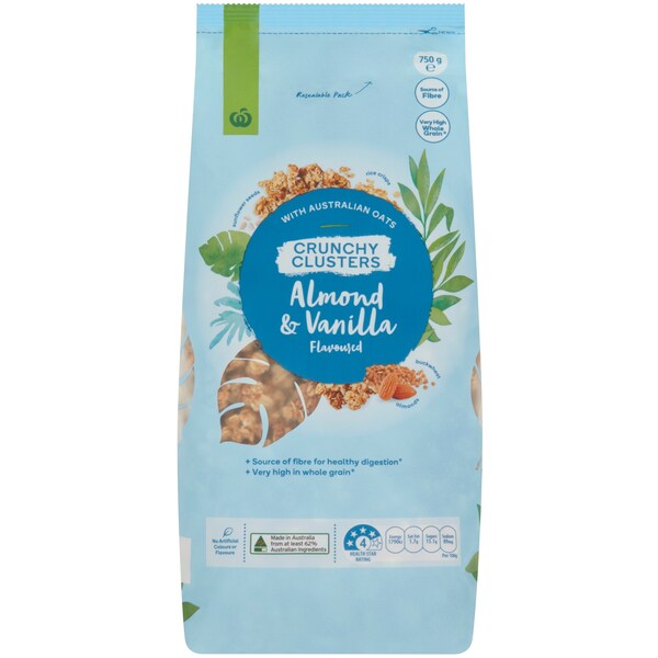 Woolworths Almond Vanilla Crunchy Clusters 750g