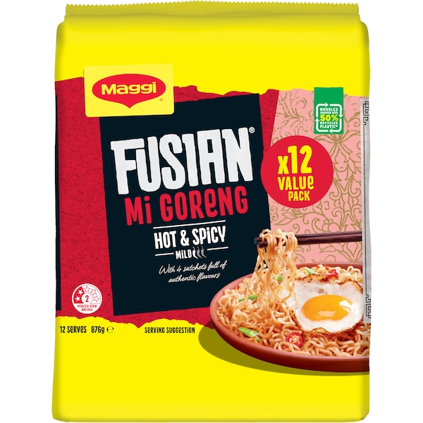 Maggi Fusian Mi Goreng Hot & Spicy Flavour Instant Noodles 12 pack