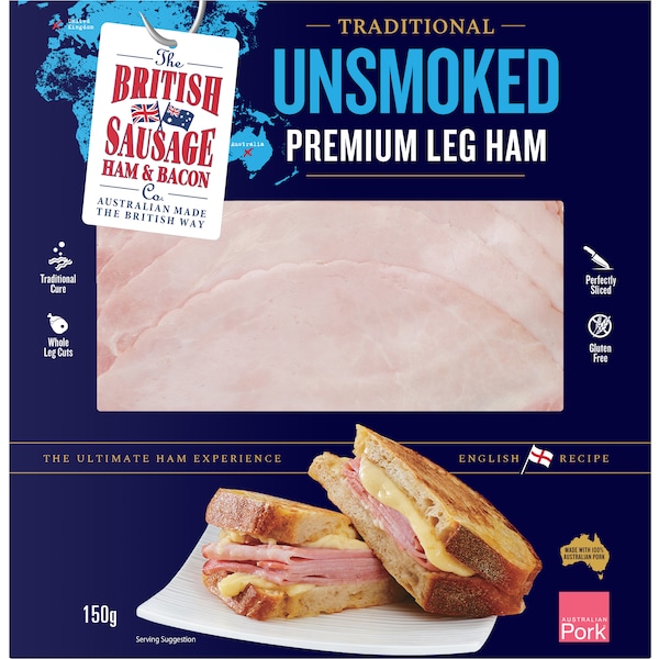 The British Sausage Co Traditional Unsmoked Premium Leg Ham 150g