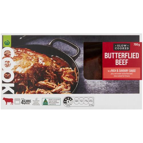 Woolworths Cook Slow Cooked Butterflied Beef 700g bunch