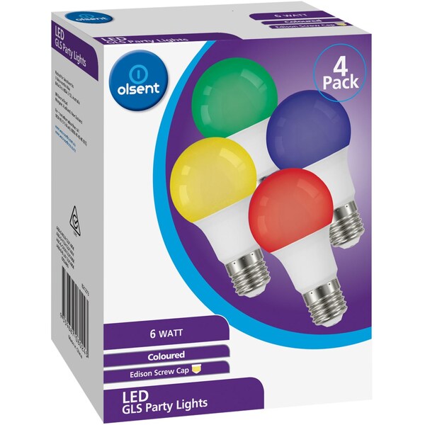 Olsent Led Gls Es 6w Party Lights Multi Color 4 Pack