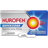 Nurofen Quickzorb Fast Pain Relief Caplets Ibuprofen Lysine 342mg