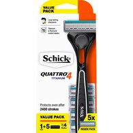 Schick Quattro 4 Titanium Razor Handle With 5 Blades