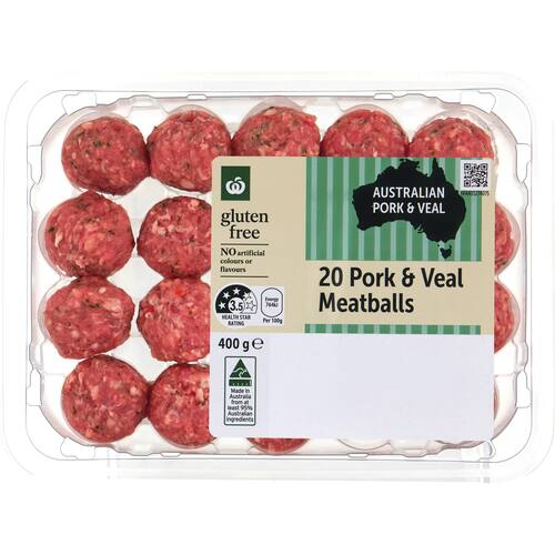 Woolworths Pork and Veal Meatballs 400g bunch