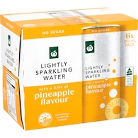 Woolworths Lightly Sparkling Water Cans Pineapple