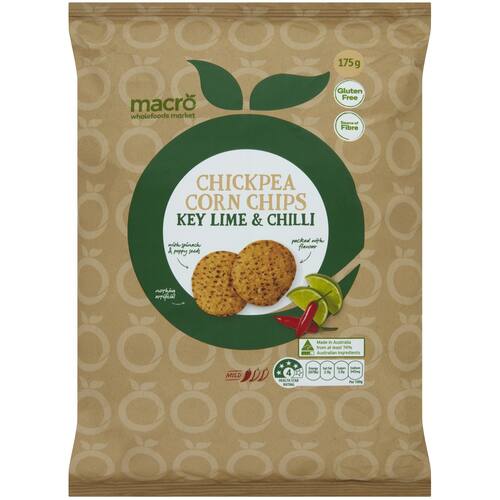 Macro Chickpea Corn Chips Key Lime and Chilli 175g bunch