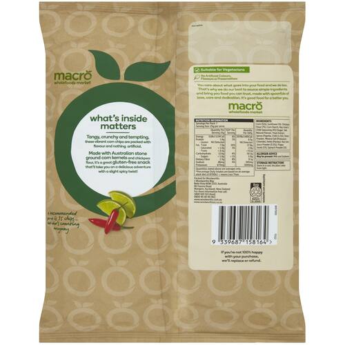 Macro Chickpea Corn Chips Key Lime and Chilli 175g bunch