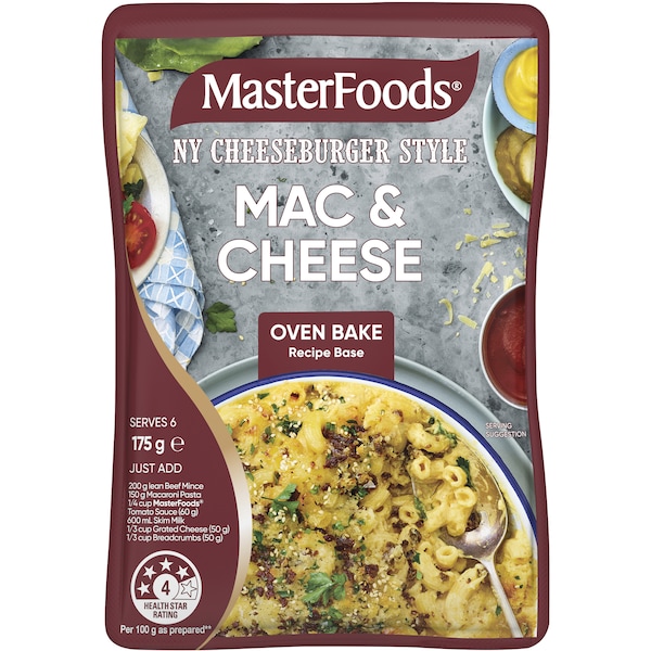 MasterFoods Ny Cheeseburger Style Mac & Cheese Recipe Base 175g
