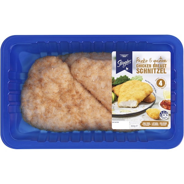 Steggles Chicken Breast Schnitzel Panko & Quinoa 600g
