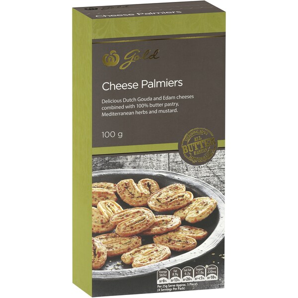 Woolworths Gold Gouda & Edam Butter Palmier With Mustard & Herbs 100G
