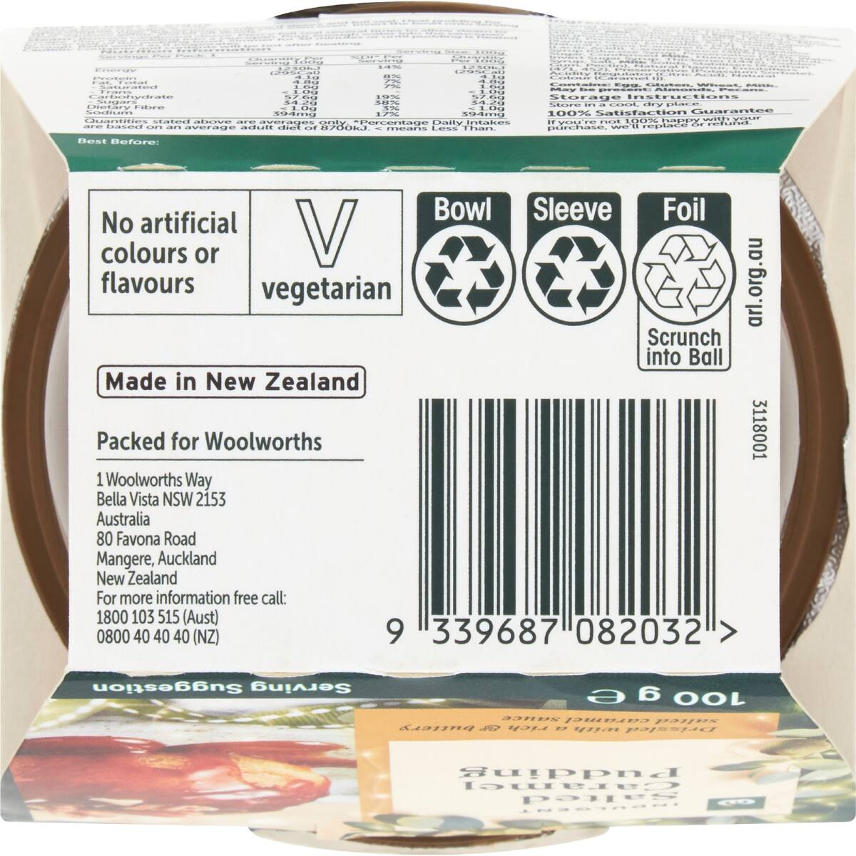 Woolworths Salted Caramel Pudding 100g bunch