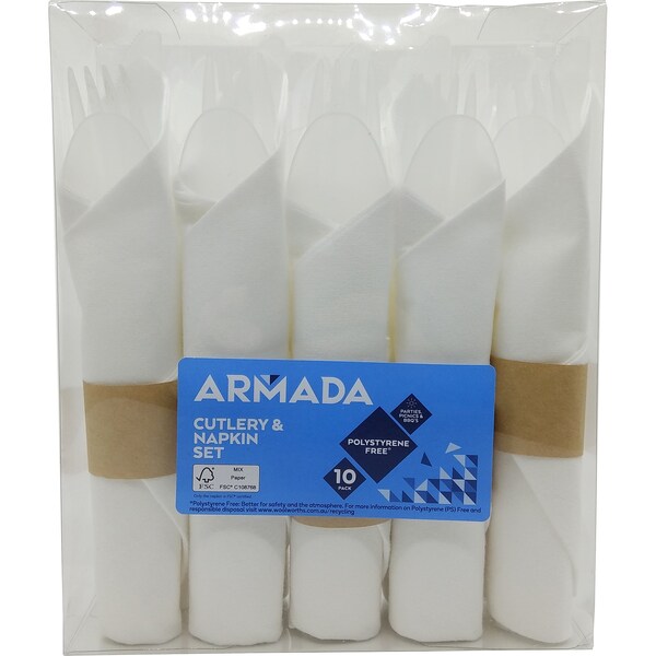 Armada Cutlery & Napkin Set 10 Pack