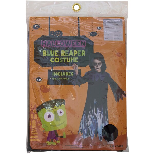 Halloween Costume Kids Blue Reaper Size 6-8 Each