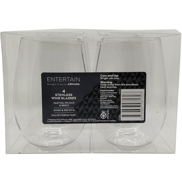 Armada Stemless Wine Glasses 4 Pack